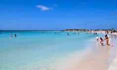 The small island of Elafonisi, off Crete, has an azure blue lagoon and pinkish white sand on one of