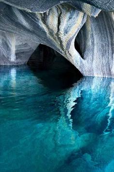 In the Marble Caverns of Lago Carrera, XI Region, Chilean Patagonia