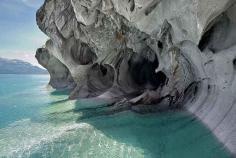 In the Marble Caverns of Lago Carrera, XI Region, Chilean Patagonia