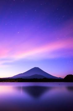 Japan - Honshu Island - Mount Fuji and Lake Shojiko #travel #dusk #asia