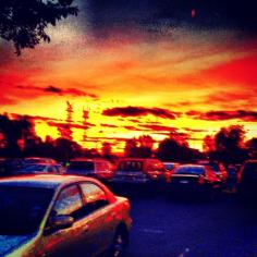 Sunset Melbourne, suburban car park.