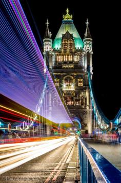 Tower Bridge London with trailing Lights