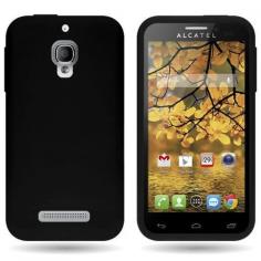 CoverON® Silicone Rubber Soft Skin Case Cover for Alcatel One Touch Fierce Black #ALCATEL