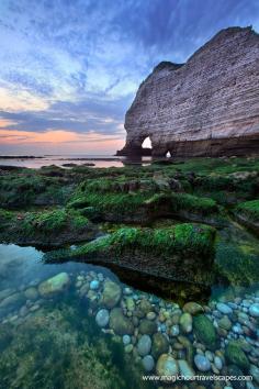 Sunset and Etretat Pebbles, Normandy, France. I would die if I ever saw this in person-mv