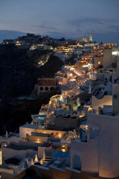 Fira by Night, Santorini, Greece