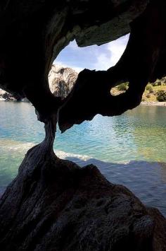 In the Marble Caverns of Lago Carrera, XI Region, Chilean Patagonia