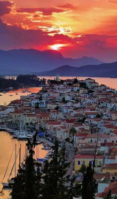 Sunset at Poros island, Greece