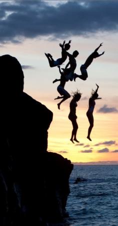 Cliff jumping in California