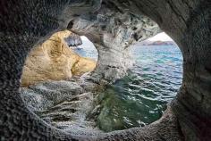 In the Marble Caverns of Lago Carrera, XI Region, Chilean Patagonia