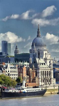 Saint Paul Cathedral, London From The Thames