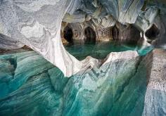 In the Marble Caverns of Lago Carrera, XI Region, Chilean Patagonia