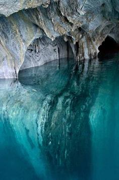 In the Marble Caverns of Lago Carrera, XI Region, Chilean Patagonia