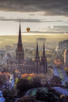 Stunning shot of St Pat's, looking towards the Yarra Ranges