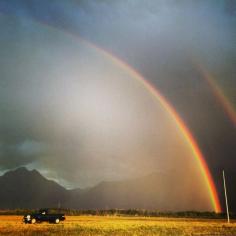 There's gold in them hills! It's very fitting that alaska's mountains would be home to the brightest and most intense rainbow I have seen in my whole life! The rain was pouring down and this rainbow stood out like neon against the dark skies. Almost the whole town was in awe- there were more people pulled off on the side of the parks highway taking pictures of it than there were people driving on the highway! Discovered by Kathryn Reichert at Chugiak Eagle River Historical, Anchorage, #Alaska