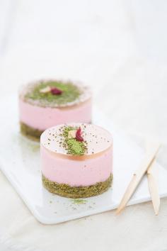 Japanese Cherry Matcha mousse cakes.