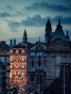 Dusk in Porto, Portugal.