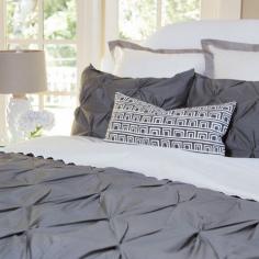 Valencia Charcoal Gray Pintuck Duvet Cover + Throw Pillow. Love it!