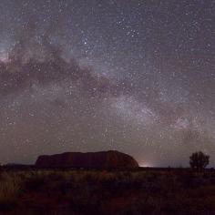 A deep and starry night sky, unfettered by light pollution, illuminates Australia’s Outback. Ayers Rock provides the monumental backdrop for an Uluru Astronomy Weekend, August 22-24.