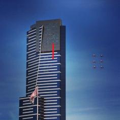 The RAAF Roulettes flying near Eureka Tower for the #ausgp #Melbourne