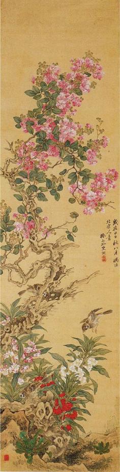 Birds and Flowers by Tsubaki Chinzan (1801-1854), Japan 椿椿山