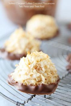 Salted Caramel Toffee Coconut Macaroons Dipped in Chocolate