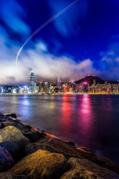 Helicopter Light Trail - Hong Kong