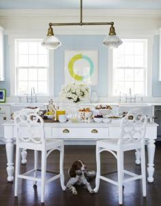 This light and airy kitchen was designed for family time. Photo Credit: Simon Upton.