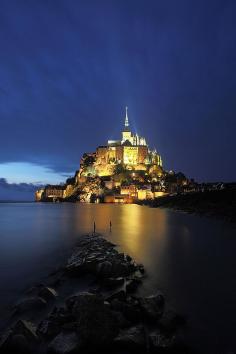 Blue hour in Mont-Saint-Michel, France