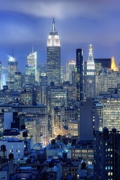 Empire State by night, New York City, United States.