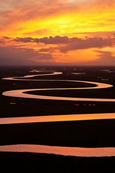 Sunset at Bayinbuluke prairie, Xinjiang Uyghur Autonomous Region