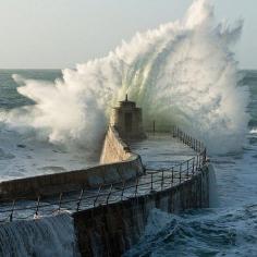 Portreath Harbour Wall, Cornish Coast, Britain