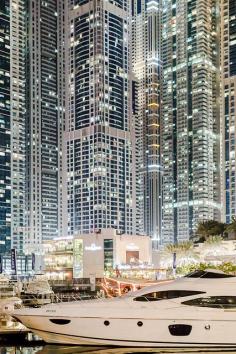 The Marina of Dubai by night. Those lights are impressive!