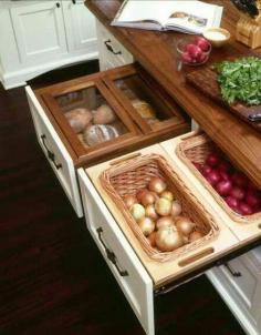 Produce baskets and drawers are a great ideas for the kitchen.