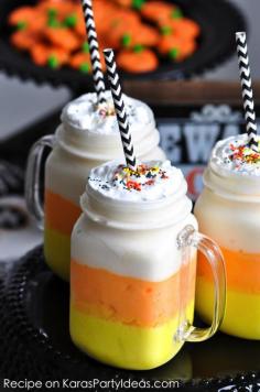 Candy Corn Recipes - Candy Corn Milkshakes #yum #snackgasm #candycorn