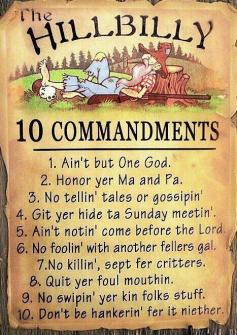 Hillbilly 10 Commandments