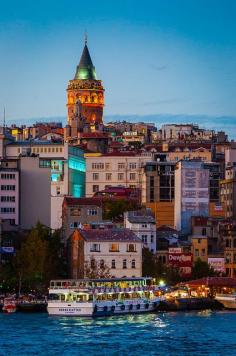 Galata Tower at dusk - Istanbul, Turkey