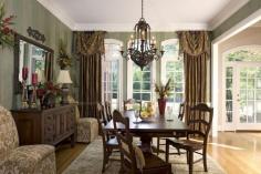 Brown, White, and Green Dining Room