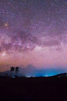 Sangkir Village and Milky Way by Rosdi Li   /  #nature  #landscape  #sunset  @Larissa  #clouds  #color  #vertical  #stars