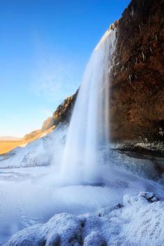 Winter in Seljalandsfoss, Iceland