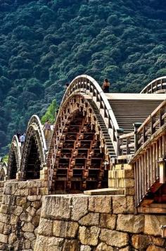 Kintai Bridge : Historical wooden arch bridge,  Iwakuni, Yamaguchi, Japan