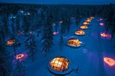 An aerial view over Igloo Village