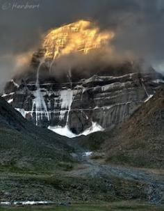 Mt. Kailash is a mountain in western Tibet.  It lies near the source of some of the longest rivers in Asia: the Indus River, the Sutlej River (a major tributary of the Indus River), the Brahmaputra River, and the Karnali River (a tributary of the Ganges River). It is considered a sacred place in four religions: Bön, Buddhism, Hinduism and Jainism.