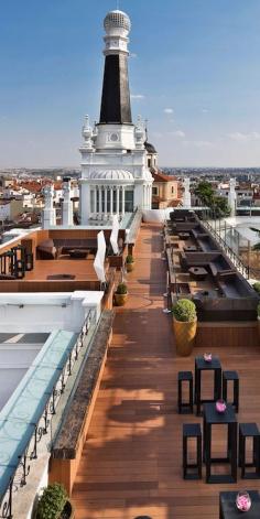 Hip heritage hotel with a buzzy rooftop bar within striking distance of Madrid’s must-see sights.