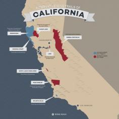 [Map] “8 Alternative #Wine trails of #California” Aug-2014 by Winefolly.com - Mendocino, Lake County, Sonoma Coast, Sierra Foothills, Lodi, Santa Lucia Highlands, Paso Robles, Santa Rita Hills.