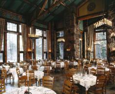 From the granite pillars to the chandeliers, everything about Ahwahnee Restaurant in California's Yosemite seems designed to match the grandeur of the park; request a table next to one of the 34-foot-high floor-to-ceiling windows.