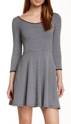 
                        
                            Scoop Neck 3/4 Sleeve Stripe Skater Dress
                        
                    