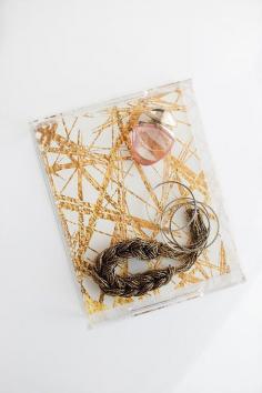 GOLD STROKES acrylic tray faux gold foil abstract