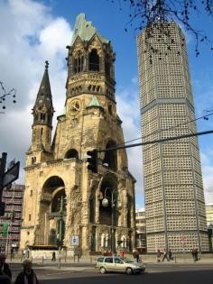 
                        
                            Berlin, Germany - Kaiser Wilhelm Memorial Church (in German: Kaiser-Wilhelm-Gedächtniskirche) The damaged church has been retained and the inside turned into a memorial hall.
                        
                    