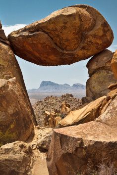 The Balanced Rock, geological weirdness in Big Bend National Park.