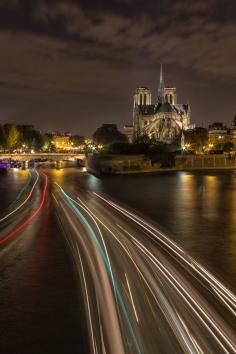 Seine at Night - Paris, France